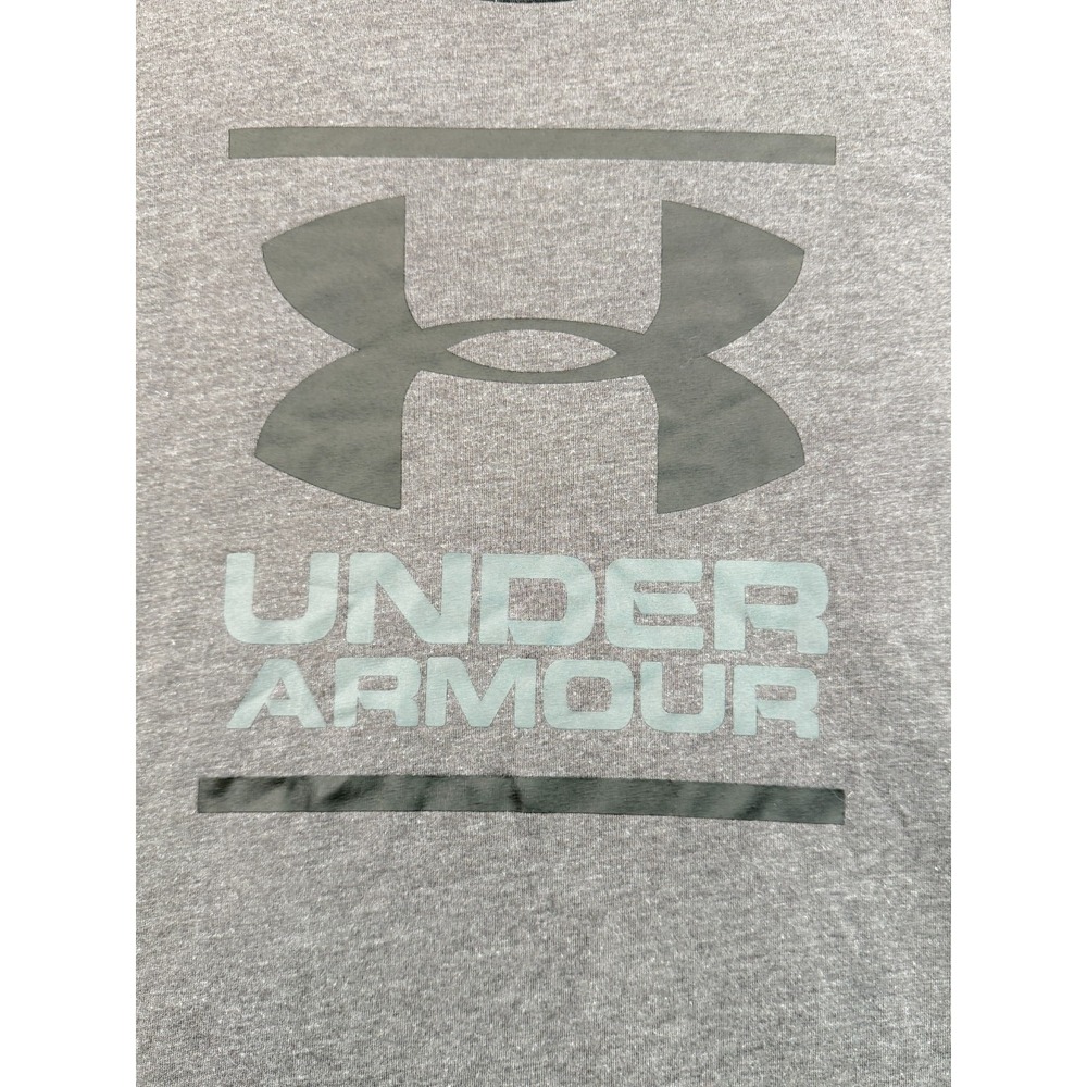 Under Armour HeatGear Mens Large Tall Grey Heather Graphic Tee Shirt Loose Fit - Picture 2 of 5
